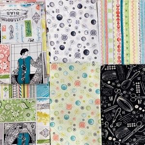 6 PC Cotton Fabric Dressmaking Collection Vintage Notions Amy Barickman Sewing